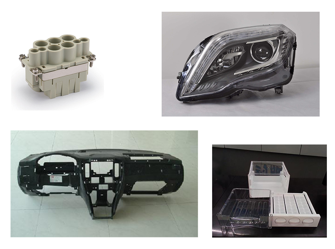 065-PC应用范围（连接器、冰箱抽屉、仪表板、车灯）